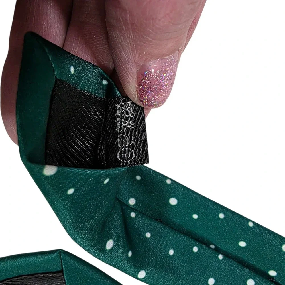 Novelty Christmas Reindeer‎ Mens Tie Green Polka Dot Necktie Holiday Party Fun